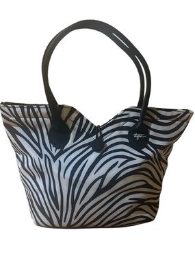 St. John Black and White Zebra Print Tote